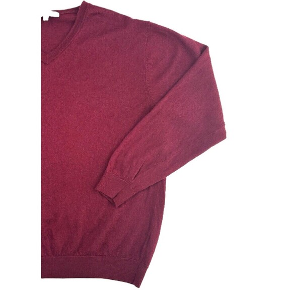 Turnbury Merino Wool Sweater Mens XL Red Maroon V-Neck Pullover Long Sleeve - Picture 4 of 13